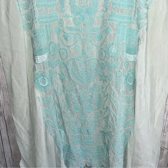 Johnny Was Folk Teal Embroidered Top - Picture 3 of 7